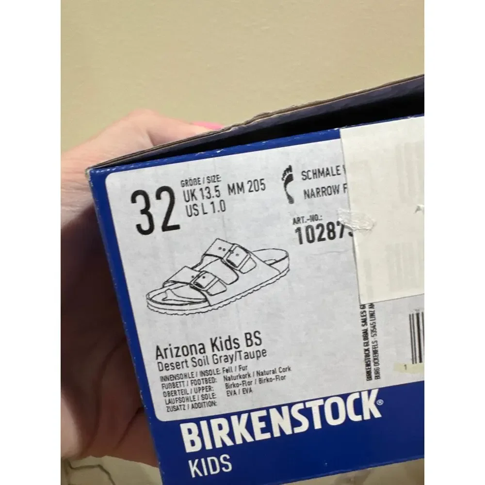 Birkenstock Arizona Shearling slide gray girls 1 narrow 32 NEW
